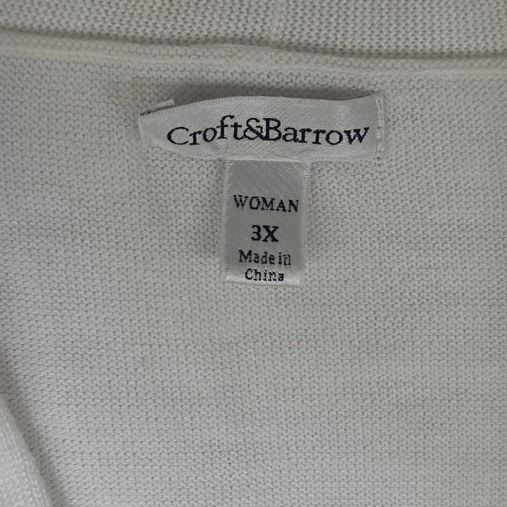 Women's Croft & Barrow White Cardigan Sweater Plus Size 3X - Picture 5 of 8